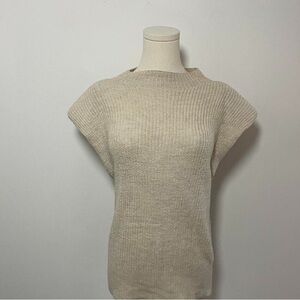 Beige Knit Short Sleeve Sweater